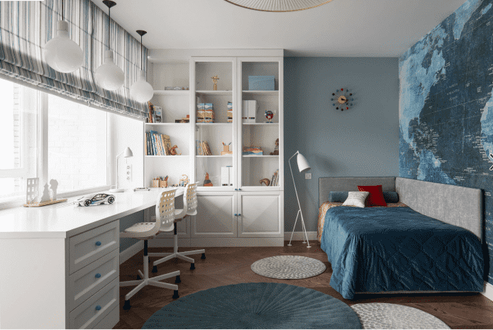 ottoman in the interior of a teenager's room