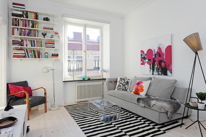 ottoman in the interior in Scandinavian style