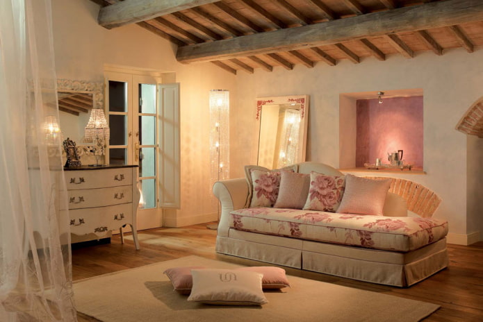 ottoman in the interior in the Provence style