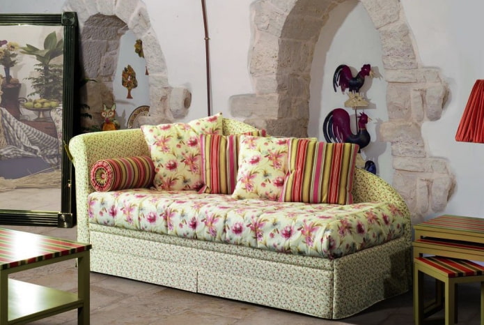 ottoman in the interior in the Provence style