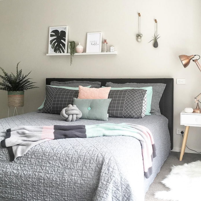 a blanket in the bedroom interior