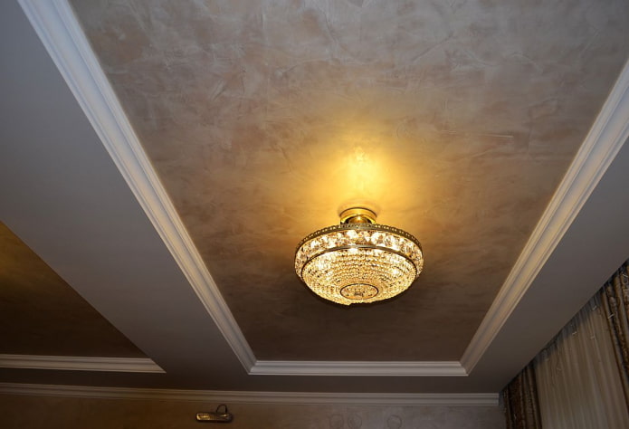 stretched fabric under the Venetian plaster