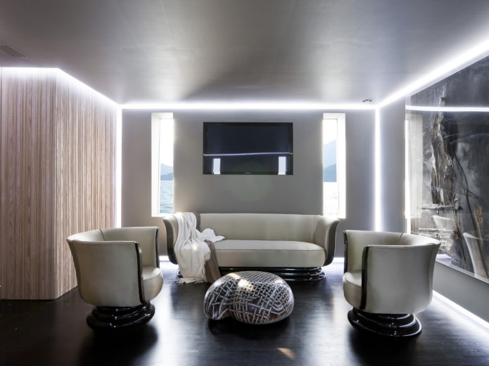 stretched ceiling metallic