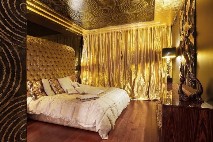 stretched fabric in gold