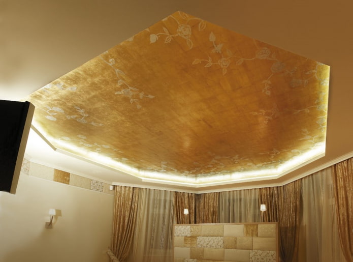 stretched fabric in gold