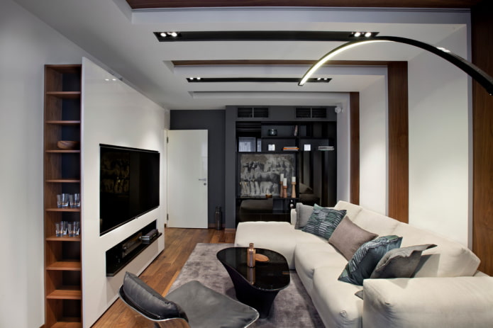 TV in the interior of the hall in a modern style