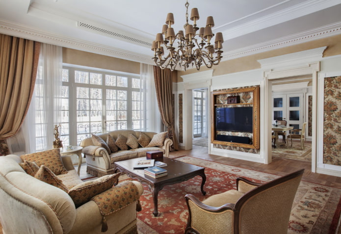 TV in the interior of the living room in a classic style