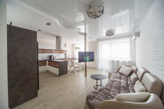 TV on a pipe in the living room interior