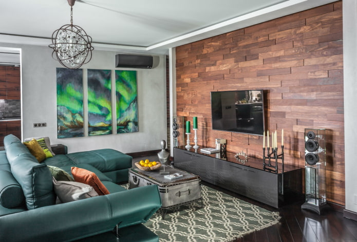 TV on an accent wall in the living room