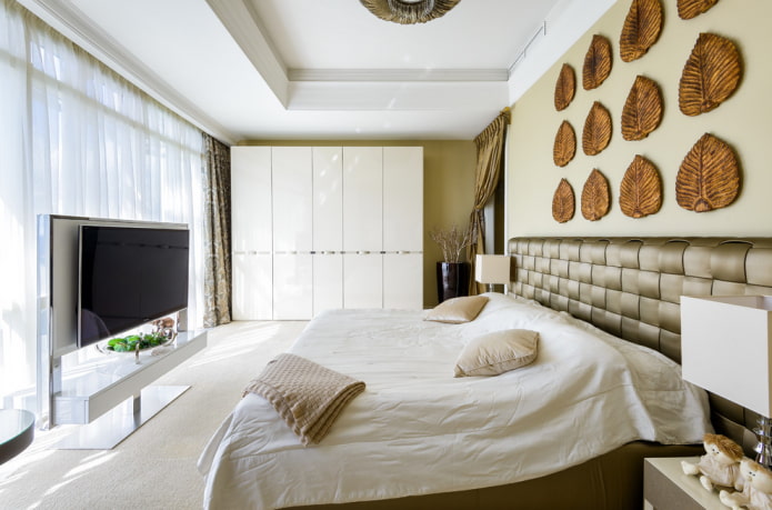 TV in a bedroom interior in a modern style