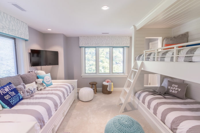 TV in the interior of a child's bedroom