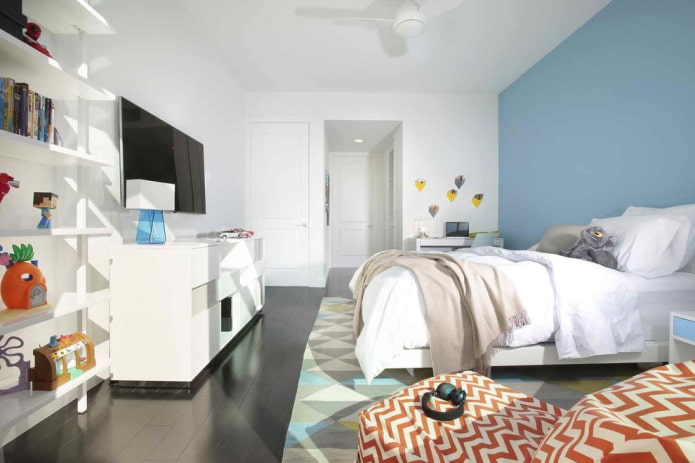 TV in the interior of a children's bedroom