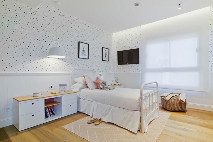 TV in the interior of a children's bedroom