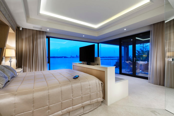 retractable TV in the bedroom interior