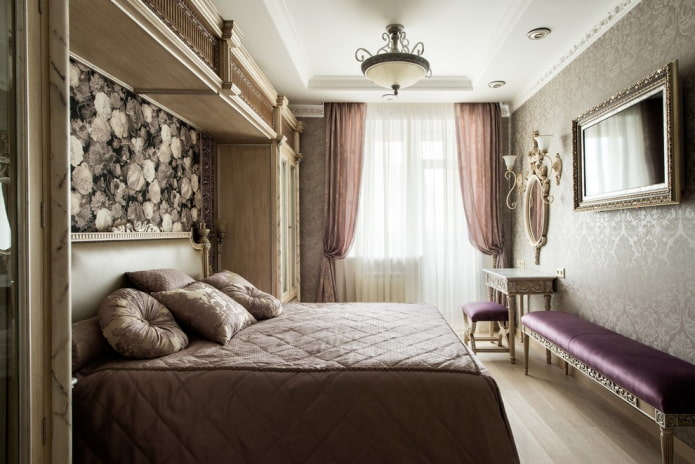 TV in the interior of the bedroom in the classic style