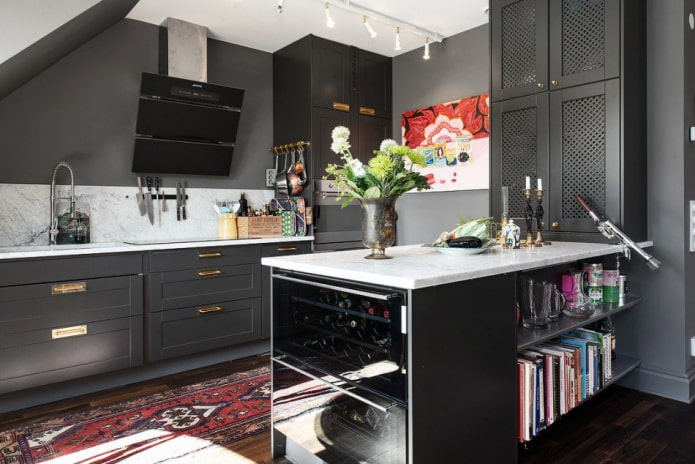 Cozy kitchen in dark tones