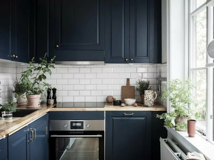 Small kitchen with a white apron