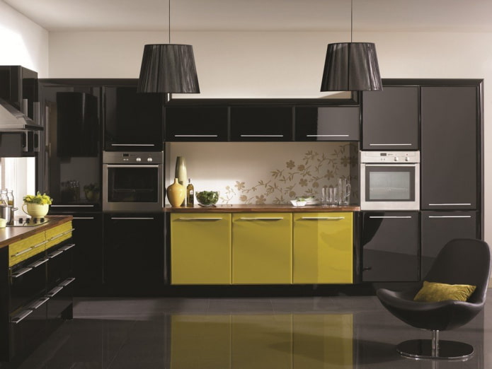 Black and yellow kitchen