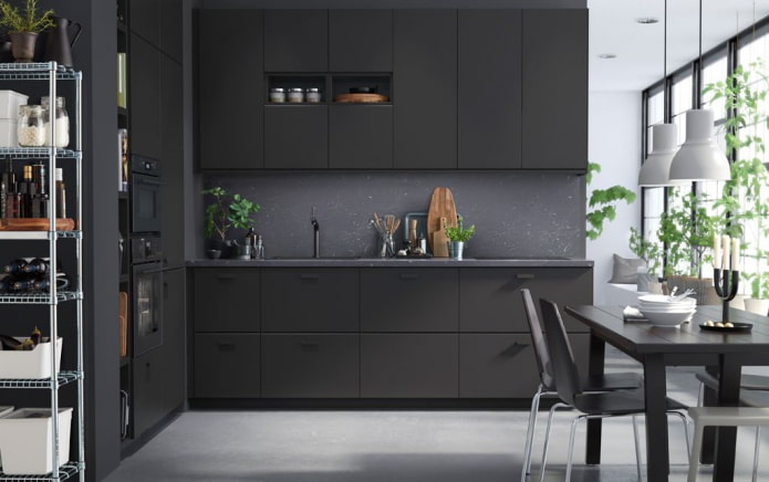 Modern design of a dark kitchen