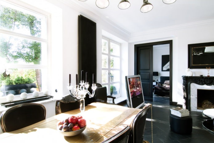 combination of black door and black floor
