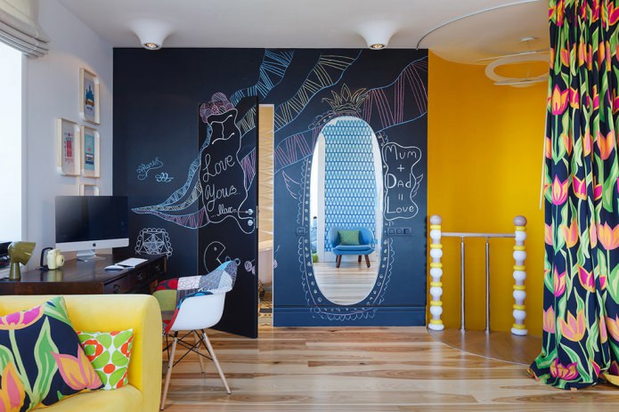 Invisible interior door in a children's room