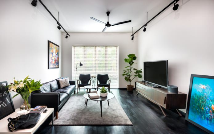 dark floor in the living room