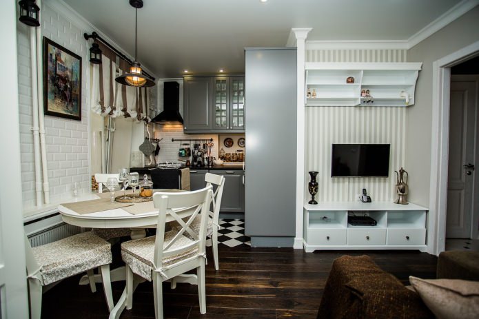 kitchen with dark floor