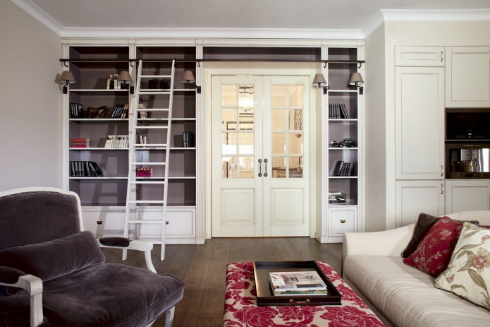 dark floor and light doors