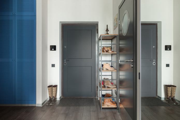 dark floor and dark gray entrance doors