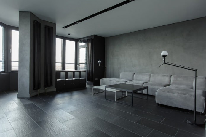 dark gray porcelain stoneware in the living room