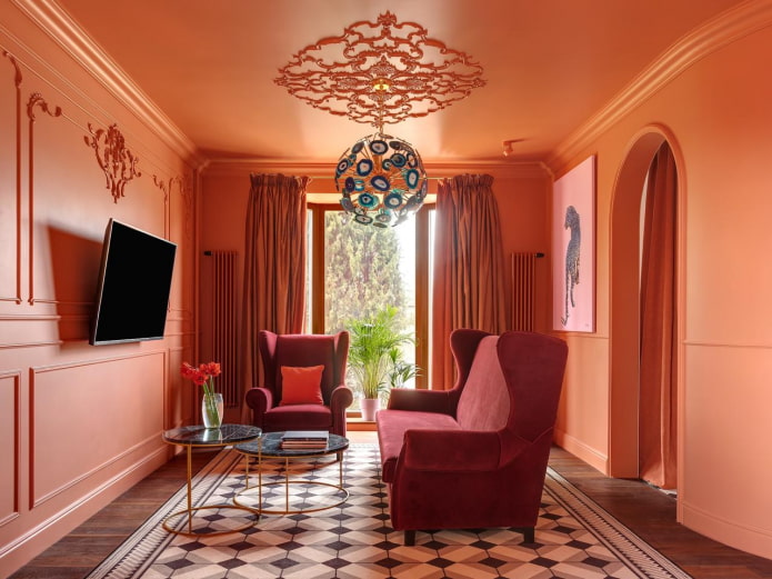 monochrome terracotta interior