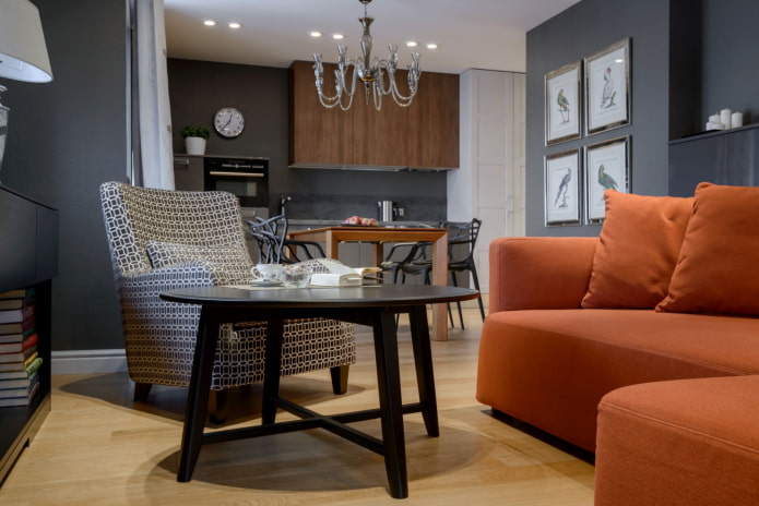 terracotta sofa in the living room