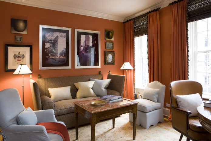orange curtains