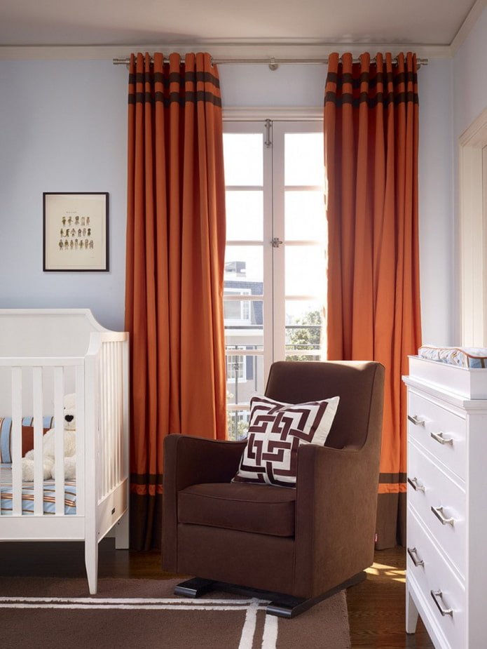 terracotta curtains in the nursery