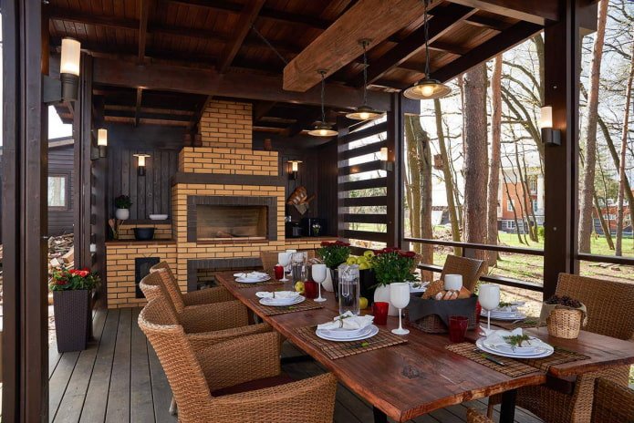 beautiful veranda with barbecue