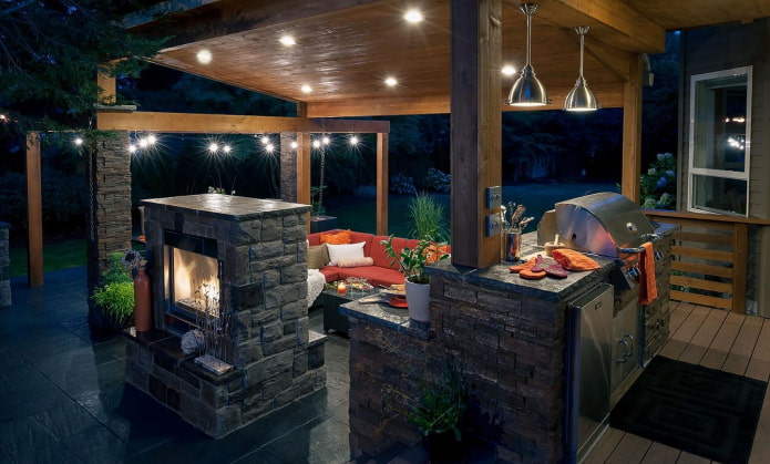 beautiful spot lighting on the terrace