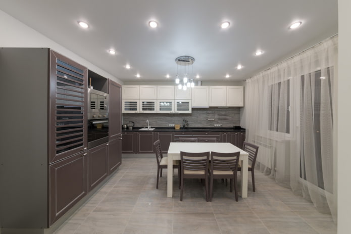 spot lighting in the kitchen interior