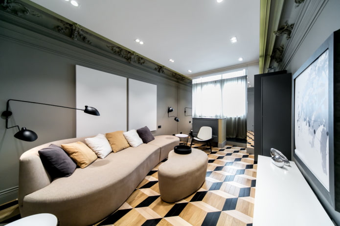 spot lighting in the living room interior