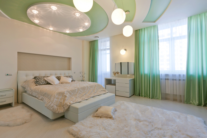 spot lighting in the bedroom interior
