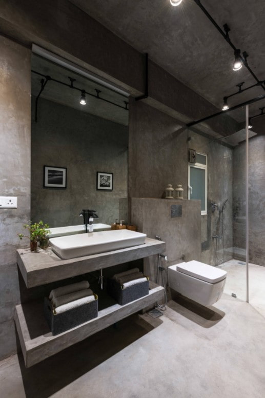 lighting in a loft-style bathroom