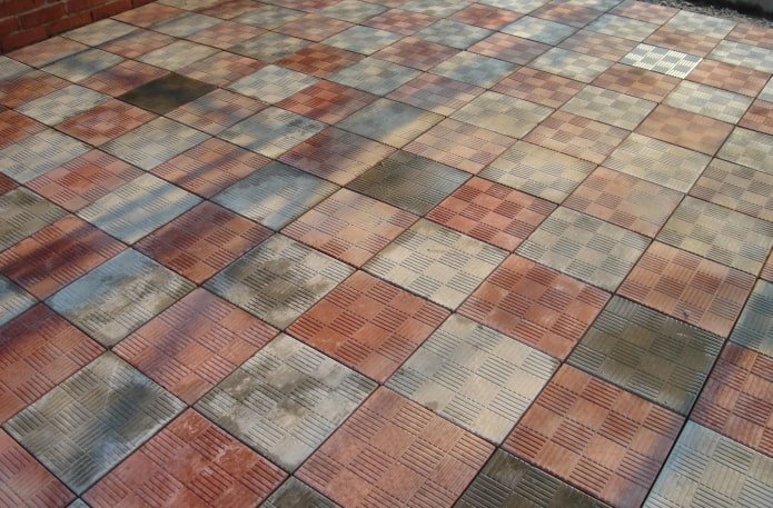 pavement tile with a checkerboard texture