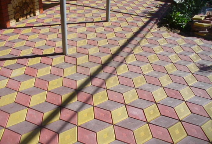 layout of figured tiles for sidewalk
