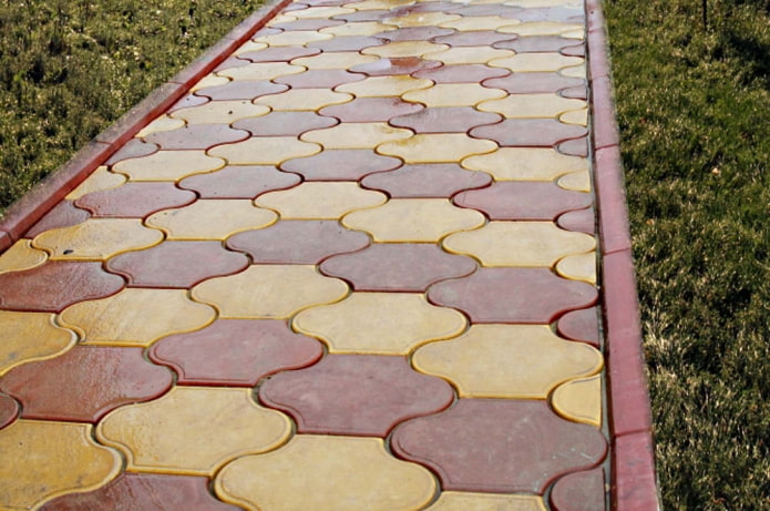 layout of figured tiles for sidewalk