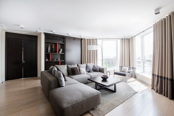 gray sofa in the interior