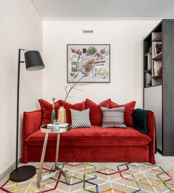 red sofa in the interior