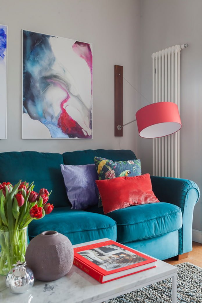 combination of red and turquoise