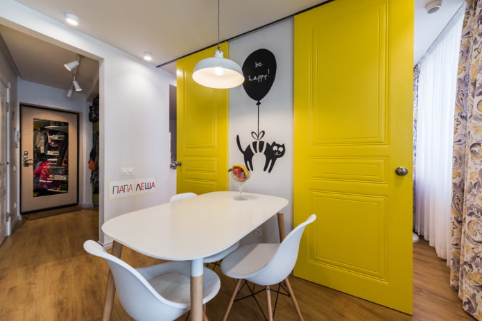 yellow doors in the interior