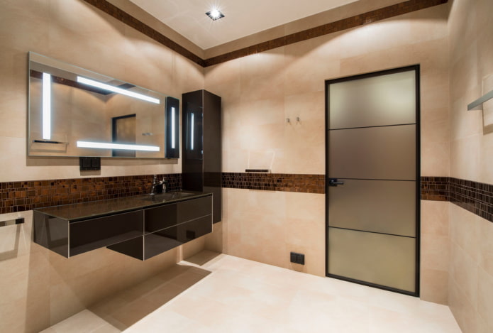 matte doors in the interior of a bathroom