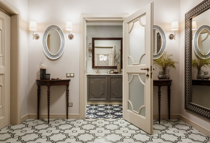 combination of doors with walls in the interior
