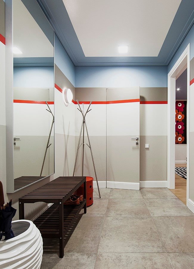 multi-colored doors in the interior